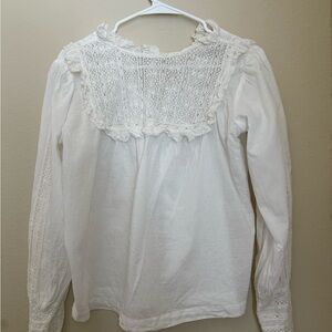 Sezane White Lace Blouse